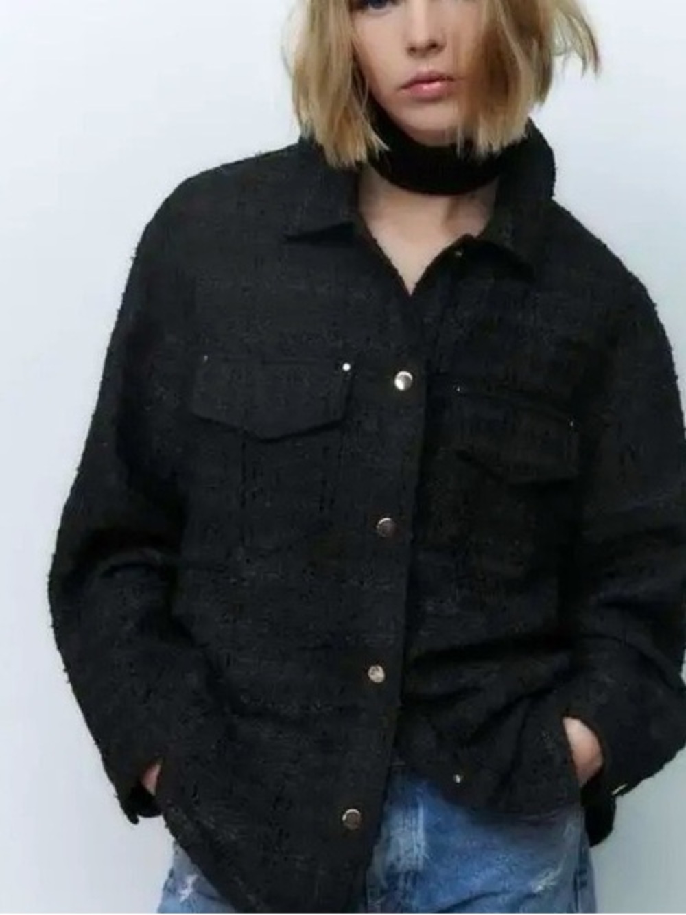 NWOT Zara Black Women's Button-Front Jacket